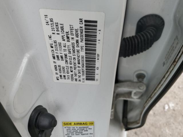19UUB2F34GA009380 - 2016 ACURA TLX WHITE photo 12