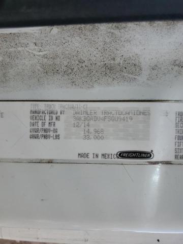 3AKBGADV4FSGU9419 - 2015 FREIGHTLINER CASCADIA WHITE photo 10