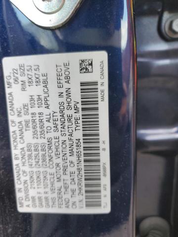 2HKRW2H81NH651854 - 2022 HONDA CR-V EXL BLUE photo 12