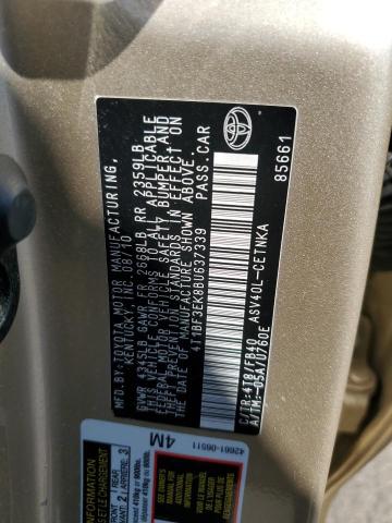 4T1BF3EK8BU637339 - 2011 TOYOTA CAMRY BASE 金色 照片 12