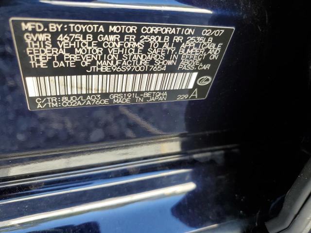 JTHBE96S970017654 - 2007 LEXUS GS 350 BLACK photo 12