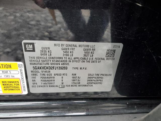 5GAKVCKD2FJ139269 - 2015 BUICK ENCLAVE BLACK photo 14