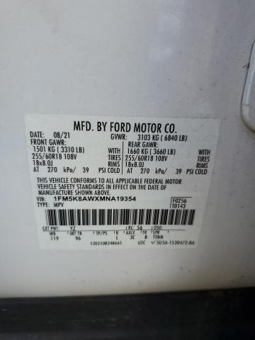 1FM5K8AWXMNA19354 - 2021 FORD EXPLORER POLICE INTERCEPTOR 白色 照片 13