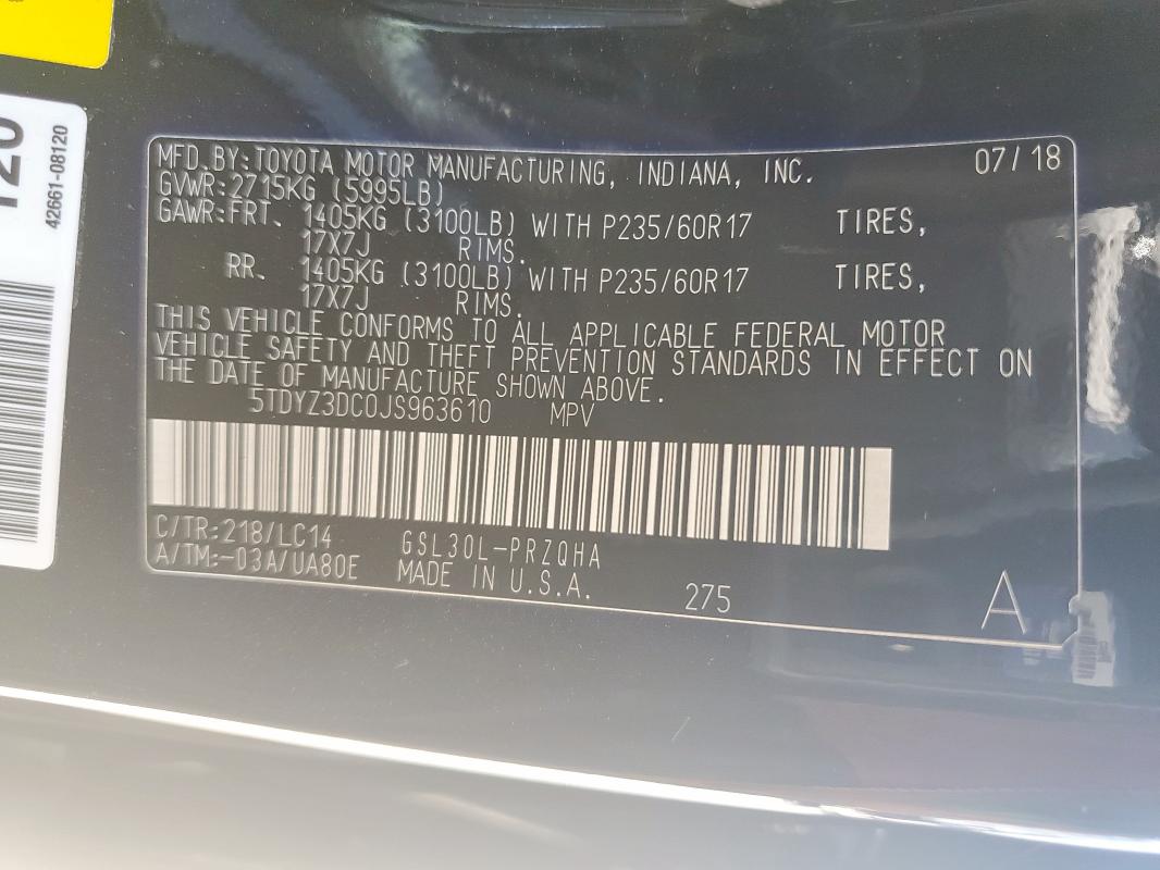 5TDYZ3DC0JS963610 - 2018 TOYOTA SIENNA XLE Schwarz Foto 14