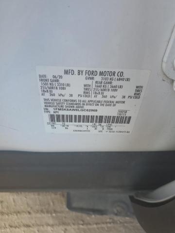 1FM5K8AW8LGC62969 - 2020 FORD EXPLORER POLICE INTERCEPTOR თეთრი ფოტო 13