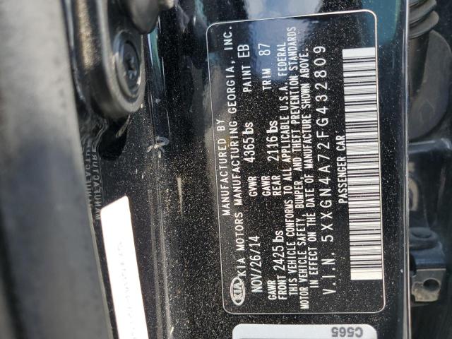 5XXGN4A72FG432809 - 2015 KIA OPTIMA EX BLACK photo 12