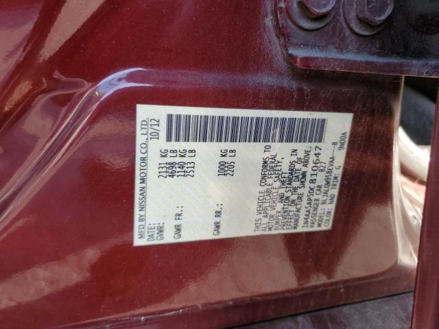 1N4AA5AP5DC810647 - 2013 NISSAN MAXIMA S 勃艮第红 照片 13