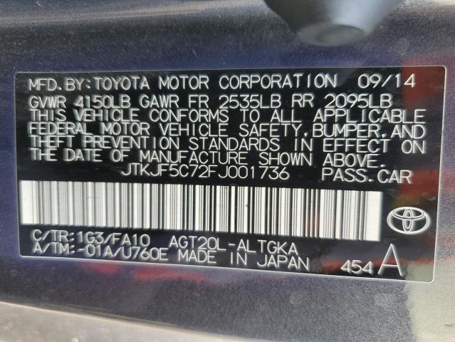 JTKJF5C72FJ001736 - 2015 TOYOTA SCION TC CHARCOAL photo 12