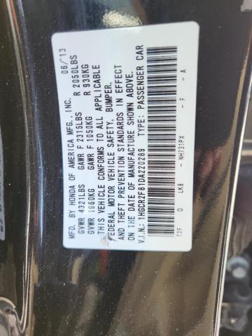 1HGCR2F81DA220289 - 2013 HONDA ACCORD EXL BLACK photo 12