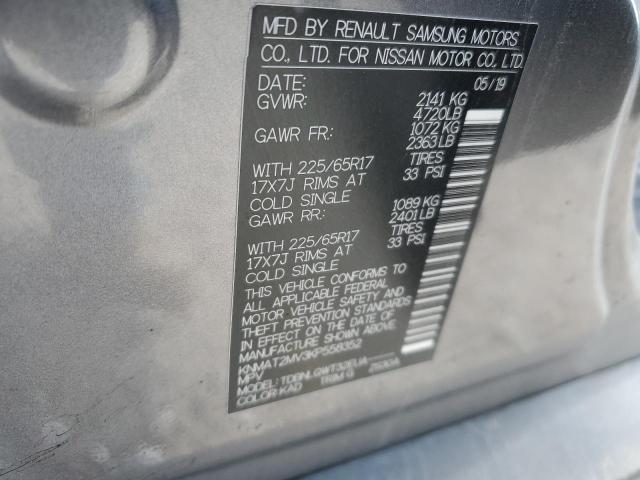 KNMAT2MV3KP558352 - 2019 NISSAN ROGUE S GRAY photo 14