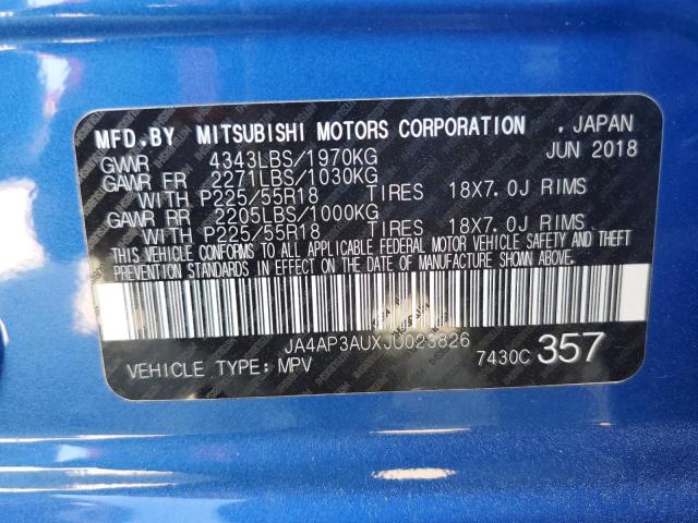 JA4AP3AUXJU023826 - 2018 MITSUBISHI OUTLANDER ES Mavi foto 13