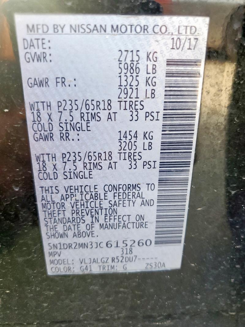5N1DR2MN3JC615260 - 2018 NISSAN PATHFINDER S 黑色 照片 14