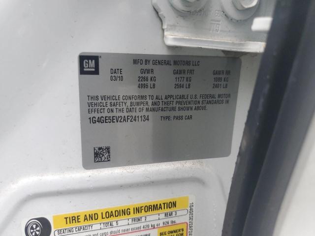 1G4GE5EV2AF241134 - 2010 BUICK LACROSSE CXS WHITE photo 12