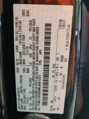 1FMCU9G65MUA81331 - 2021 FORD ESCAPE SE BLACK photo 13