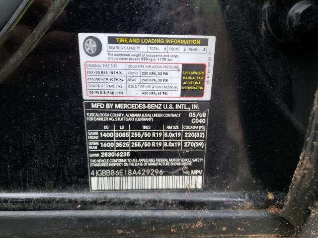 4JGBB86E18A429296 - 2009 MERCEDES-BENZ ML-CLASS 350 BLACK photo 12