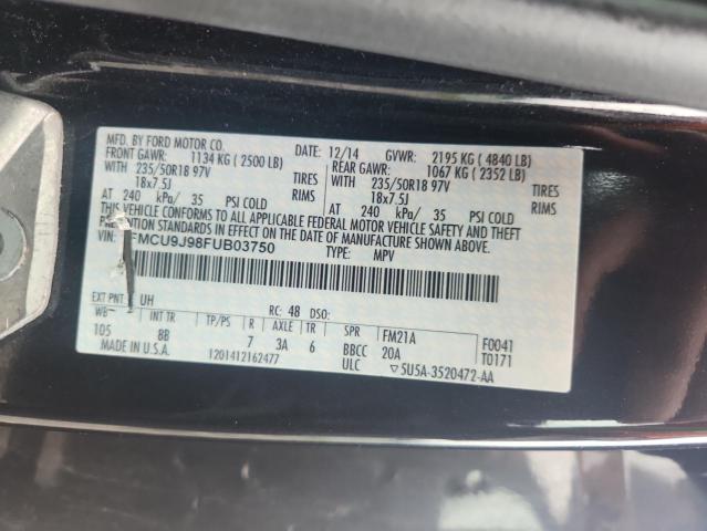 1FMCU9J98FUB03750 - 2015 FORD ESCAPE TITANIUM 黑色 照片 12