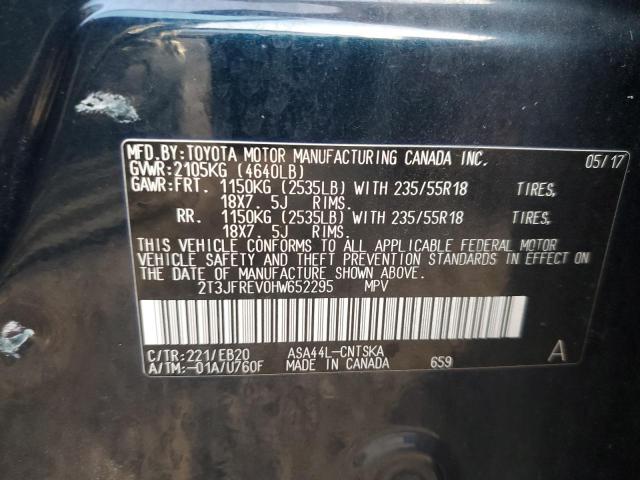 2T3JFREV0HW652295 - 2017 TOYOTA RAV4 SE შავი ფოტო 12