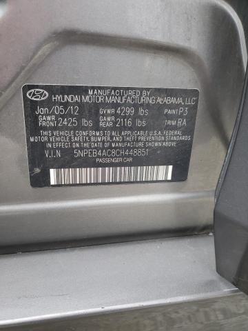 5NPEB4AC8CH448851 - 2012 HYUNDAI SONATA GLS GRAY photo 12