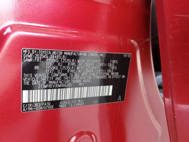 2T3WFREV3DW066285 - 2013 TOYOTA RAV4 XLE RED photo 12