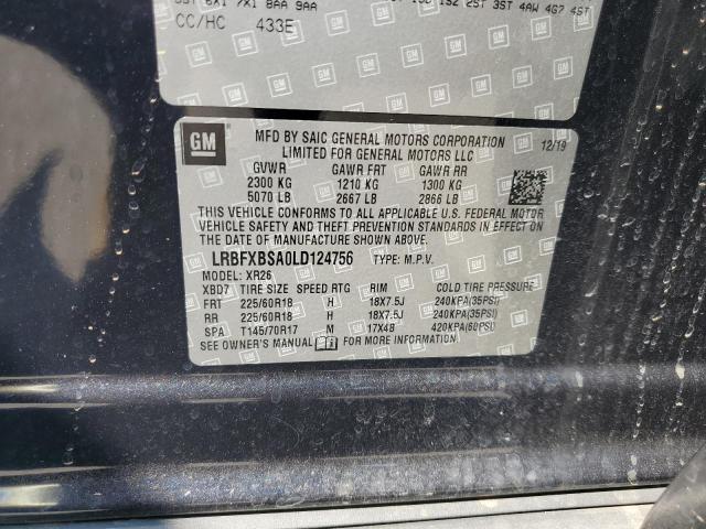 LRBFXBSA0LD124756 - 2020 BUICK ENVISION PREFERRED Көк фото 12