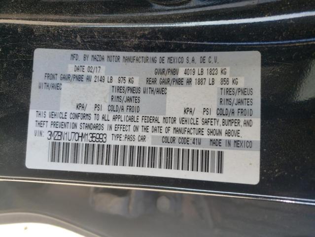 3MZBN1U70HM135993 - 2017 MAZDA 3 SPORT BLACK photo 12