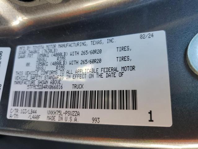 5TFMC5DB4RX066816 - 2024 TOYOTA TUNDRA CREWMAX PLATINUM 灰色 照片 12