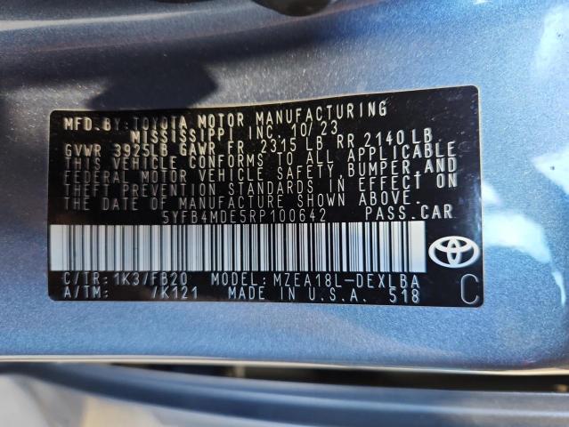 5YFB4MDE5RP100642 - 2024 TOYOTA COROLLA LE 灰色 照片 12