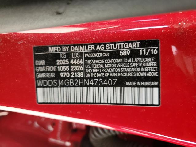 WDDSJ4GB2HN473407 - 2017 MERCEDES-BENZ CLA 250 4MATIC RED photo 12