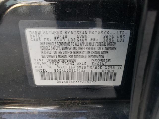 3N1AB7APXKY248397 - 2019 NISSAN SENTRA S 黑色 照片 12