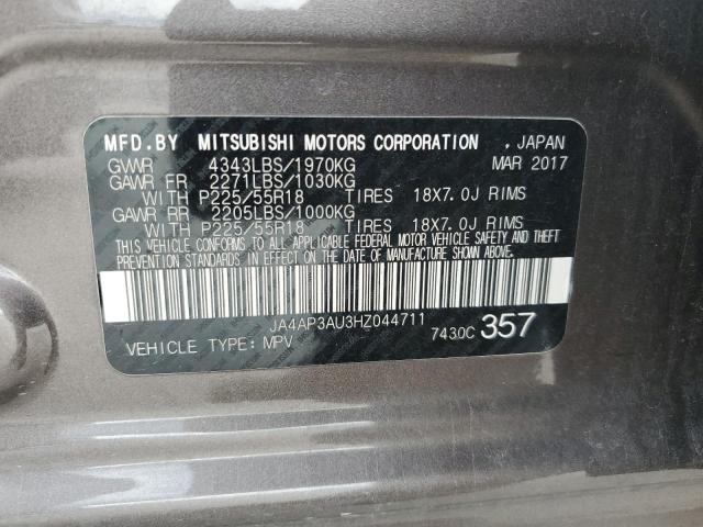 JA4AP3AU3HZ044711 - 2017 MITSUBISHI OUTLANDER ES Gri fotoğraf 14