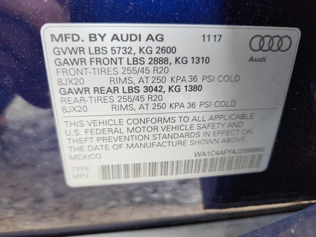 WA1C4AFY4J2098860 - 2018 AUDI Q5 PRESTIGE BLUE photo 14