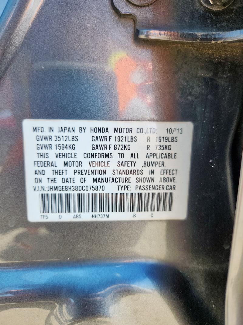 JHMGE8H38DC075870 - 2013 HONDA FIT Boz foto 13
