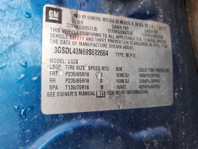 3GSDL43N69S622684 - 2009 SATURN VUE XE BLUE photo 13