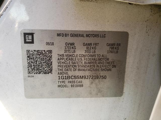 1G1BC5SM9J7219750 - 2018 CHEVROLET CRUZE LS WHITE photo 12