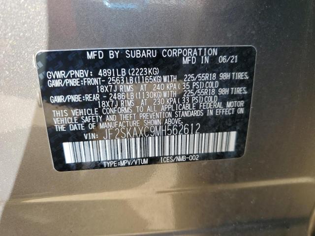 JF2SKAXC9MH562612 - 2021 SUBARU FORESTER TOURING GRAY photo 13