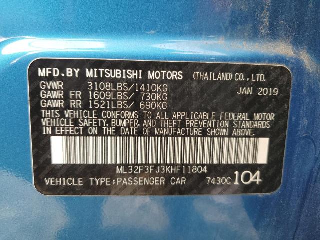 ML32F3FJ3KHF11804 - 2019 MITSUBISHI MIRAGE G4 ES 蓝色 照片 12