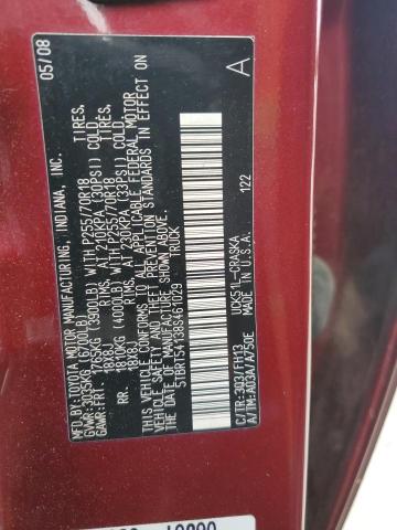 5TBRT54138S461029 - 2008 TOYOTA TUNDRA DOUBLE CAB BURGUNDY photo 13