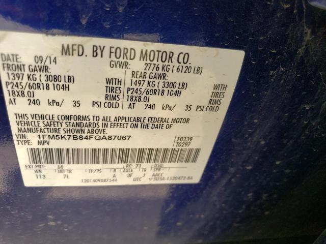 1FM5K7B84FGA87067 - 2015 FORD EXPLORER BLUE photo 13