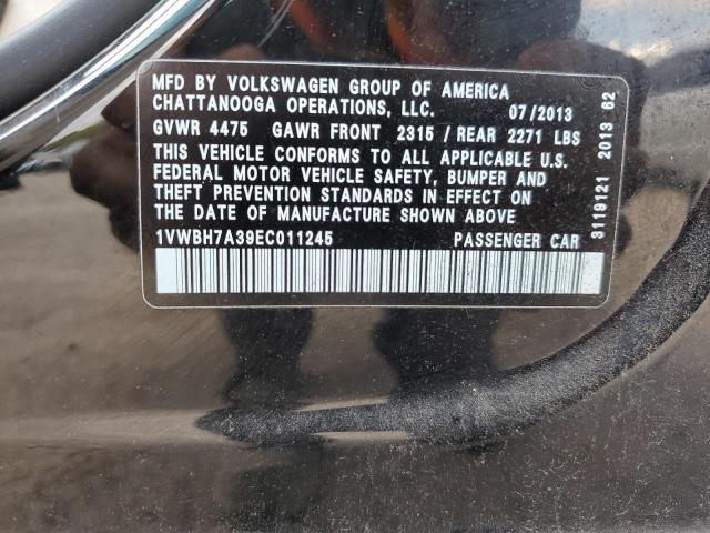 1VWBH7A39EC011245 - 2014 VOLKSWAGEN PASSAT SE BLACK photo 12