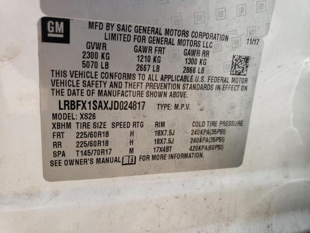 LRBFX1SAXJD024817 - 2018 BUICK ENVISION ESSENCE Սպիտակ լուսանկար 14