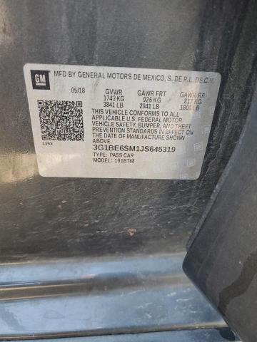 3G1BE6SM1JS645319 - 2018 CHEVROLET CRUZE LT Boz foto 12