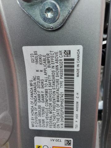 2HGFE2F53PH527421 - 2023 HONDA CIVIC SPORT 银色 照片 12