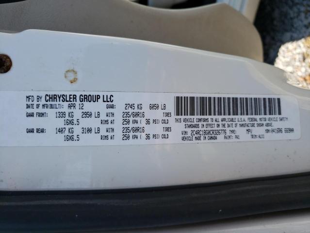 2C4RC1BG0CR326776 - 2012 CHRYSLER TOWN & COU TOURING 白色 照片 12