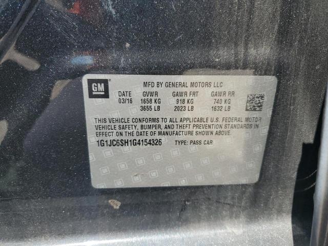 1G1JC6SH1G4154326 - 2016 CHEVROLET SONIC LT CHARCOAL photo 12