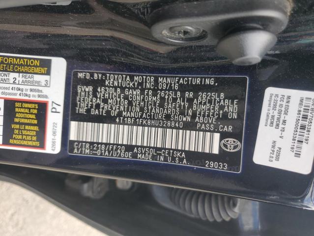 4T1BF1FK8HU328840 - 2017 TOYOTA CAMRY LE BLACK photo 12