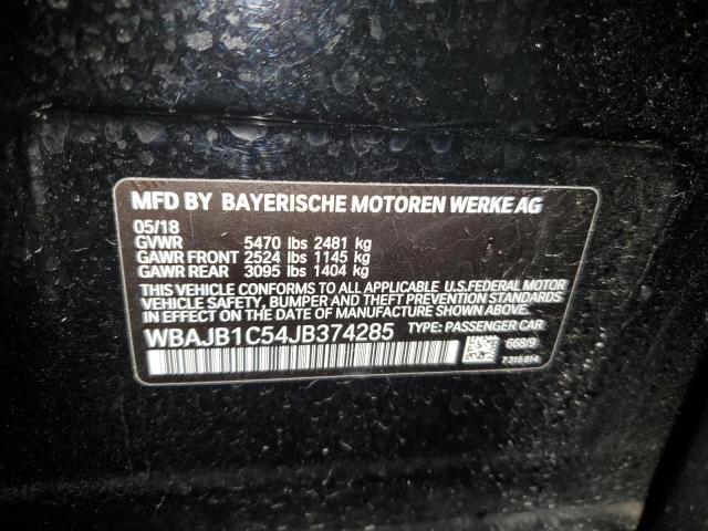 WBAJB1C54JB374285 - 2018 BMW 530XE BLACK photo 12