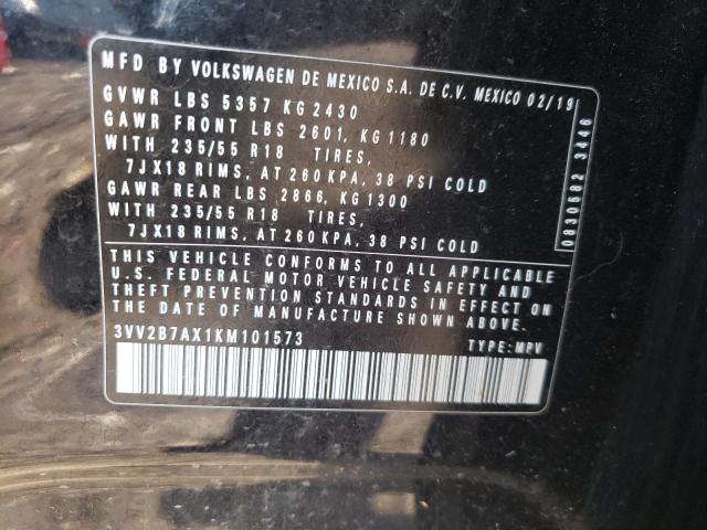 3VV2B7AX1KM101573 - 2019 VOLKSWAGEN TIGUAN SE Noir photo 13