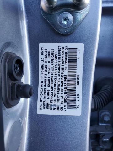 19XFC1F34LE216986 - 2020 HONDA CIVIC EX SILVER photo 12