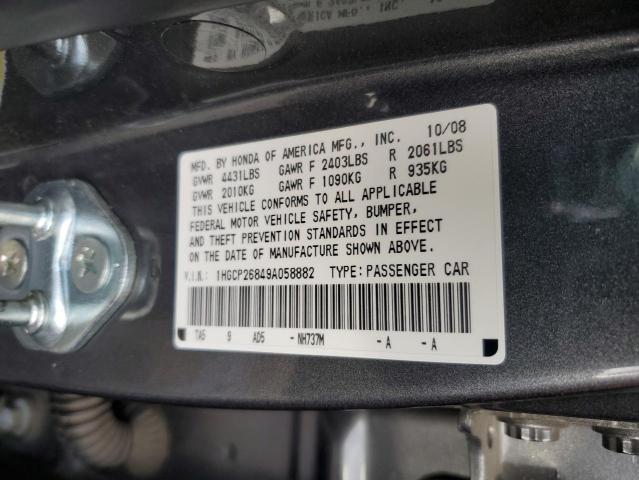 1HGCP26849A058882 - 2009 HONDA ACCORD EXL GRAY photo 12