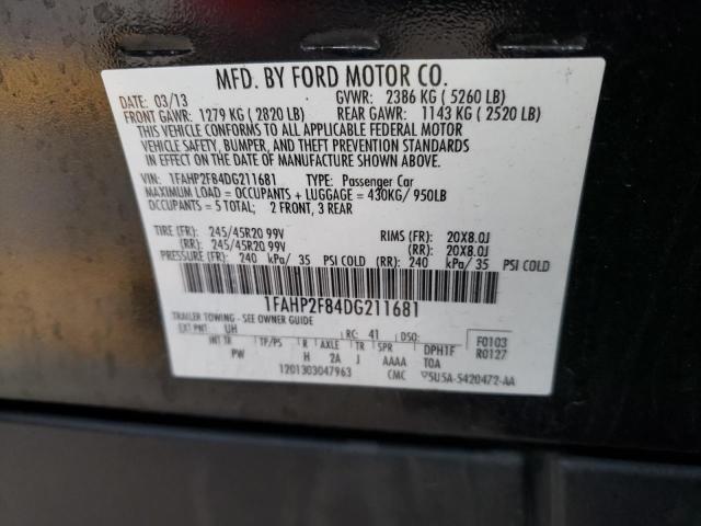 1FAHP2F84DG211681 - 2013 FORD TAURUS LIMITED BLACK photo 12